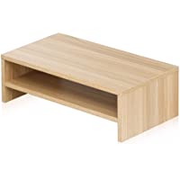 FITUEYES 2 Capas Elevador del Monitor de Madera Color Natural Soporte para Monitor L42.5xW23.5xH14cm DT204201WO